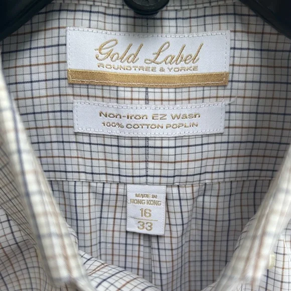Roundtree Yorke Gold Label Mens Non Iron Long Sleeve Button Down Shirt 16/33 A-3 - Picture 4 of 5